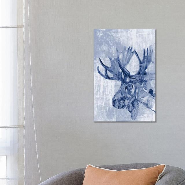 Indigo Moose by Jennifer Goldberger - Wrapped Canvas Painting Natur Pur Size: 66.04cm H x 45.72cm W x 3.81cm D on Productcaster.