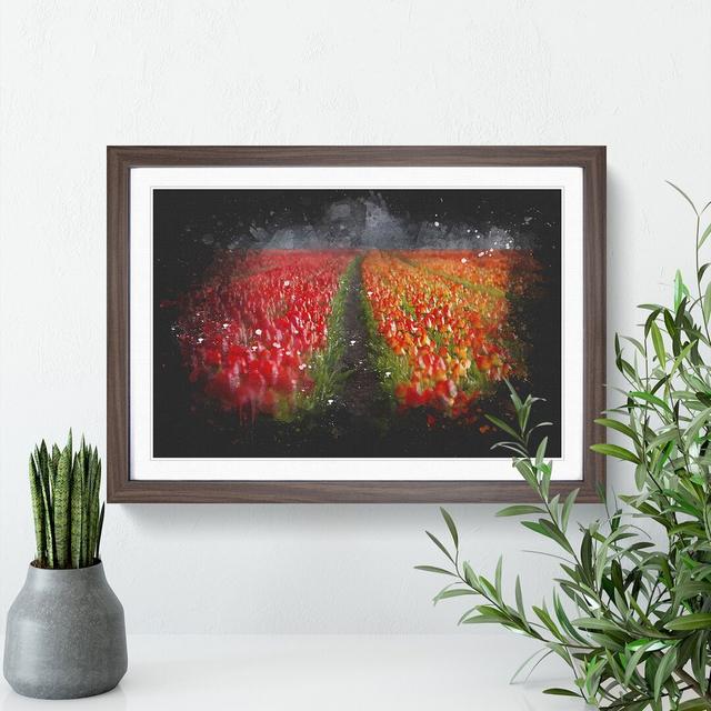 Field of Tulips - Picture Frame Graphic Art East Urban Home Size: 65cm H x 90cm W x 2cm D, Frame Option: Walnut Framed on Productcaster.