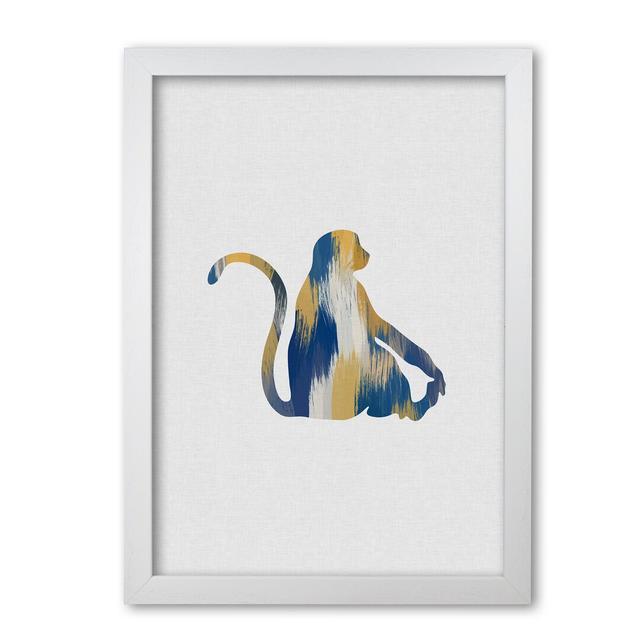 Monkey Blue & Yellow - Print East Urban Home Format: White Grain Frame, Size: 85 cm H x 60 cm W x 5 cm D on Productcaster.