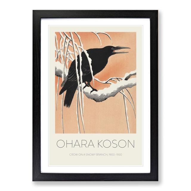 Crow on a Snowy Branch by Ohara Koson - Picture Frame Graphic Art East Urban Home Frame Option: Black Framed, Size: 36cm H x 27cm W x 2cm D on Productcaster.