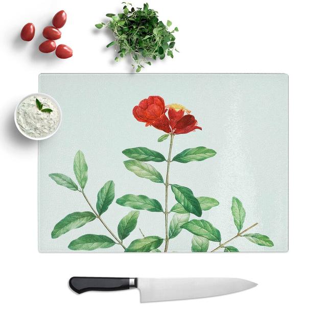 Tempered Glass Pomegranate Tree Branch by Pierre-Joseph Redoute Chopping Board East Urban Home Size: 28.5 cm W x 20 cm L on Productcaster.