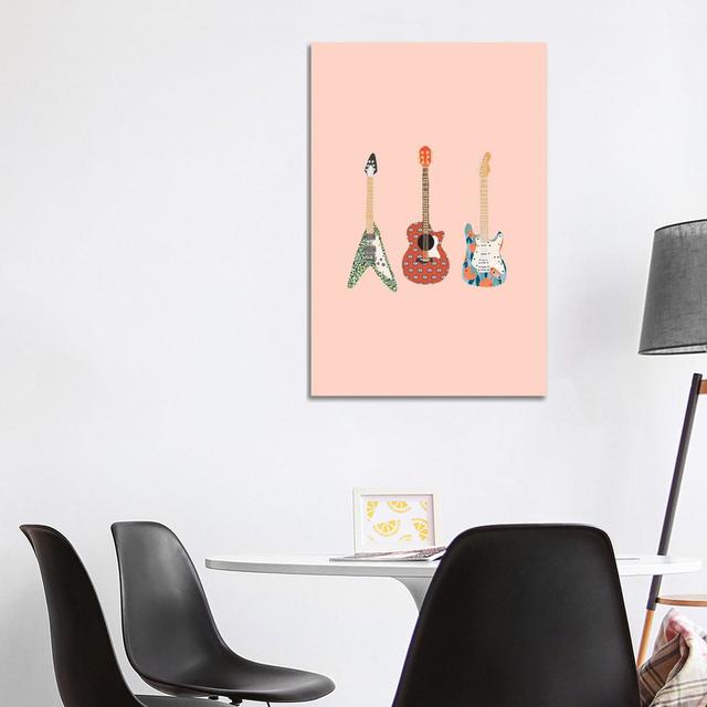 Guitars by The Beau Studio - Wrapped Canvas Painting Ophelia & Co. Size: 101.6cm H x 66.04cm W x 3.81cm D on Productcaster.