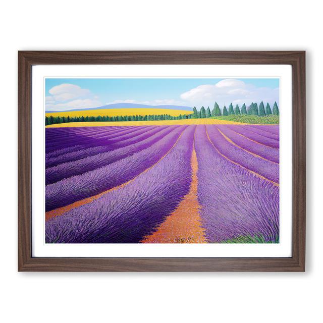 Overwhelming Lavender Flower Field - Picture Frame Graphic Art Lily Manor Size: 46cm H x 64cm W x 2cm D, Frame Colour: Walnut on Productcaster.