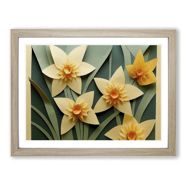 Pleasing Daffodil Flowers - Picture Frame Graphic Art Marlow Home Co. Size: 46cm H x 64cm W x 2cm D, Format: Oak Framed on Productcaster.