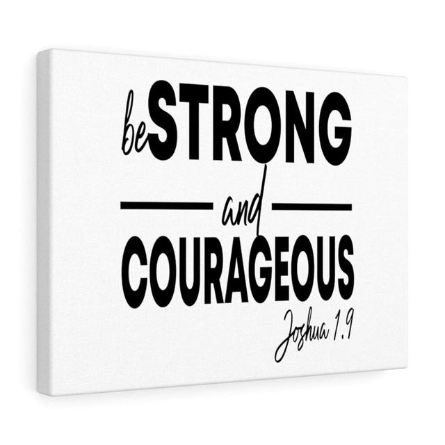 Strong and Courageous Joshua 1:9 - Wrapped Canvas Typography Blue Elephant Size: 46cm H x 61cm W on Productcaster.