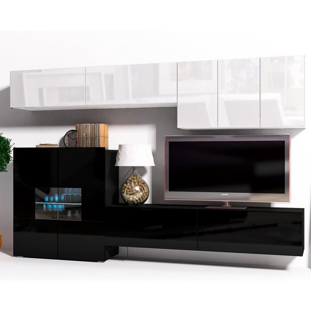 Wohnwand für TVs bis zu 70" Perspections Farbe: Up White Matt/White Matt Down Black Matt/Black Mat on Productcaster.