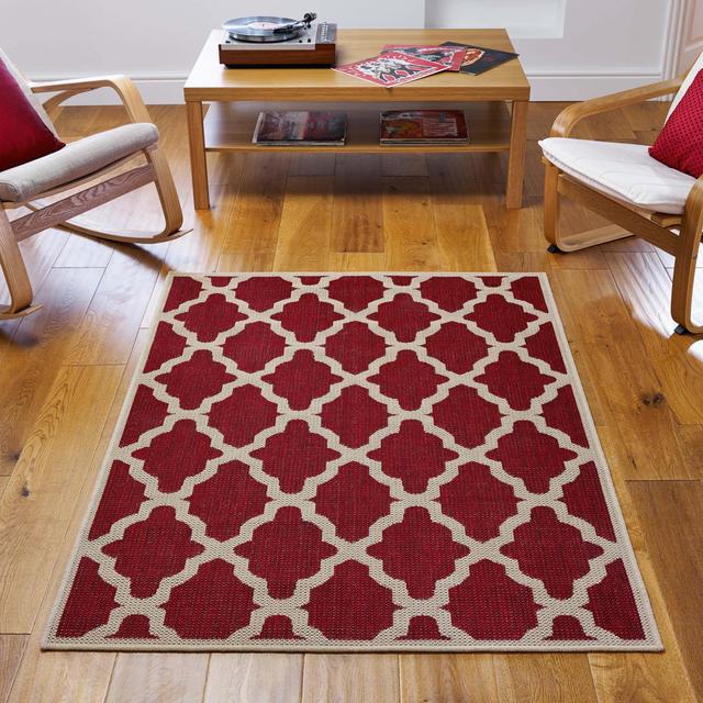 Van Buren Geometric Machine Woven Dark Red Area Rug Three Posts Rug Size: Rectangle 120 x 160cm on Productcaster.