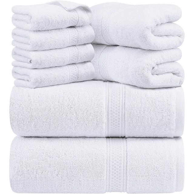 Everarda 8 Piece Bath Towels Multi-Size Set Ebern Designs Colour: White on Productcaster.