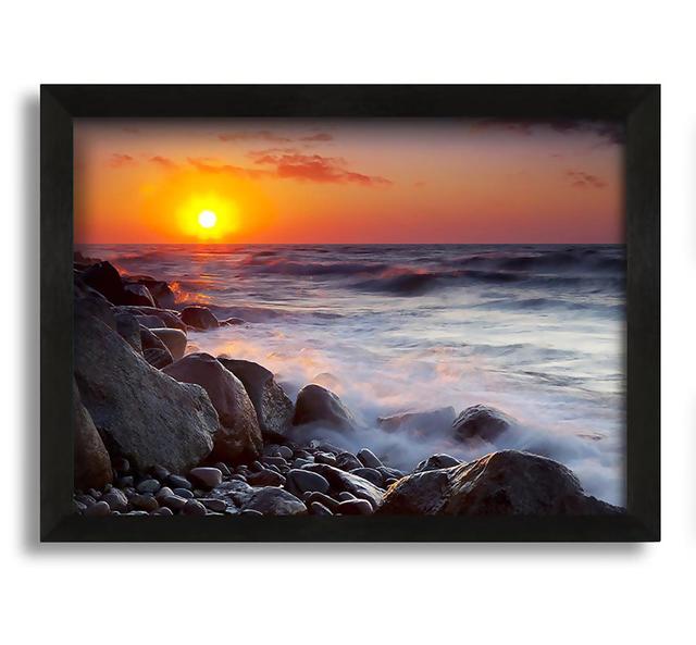 Swell Of The Ocean Rocks Framed Print House of Hampton Size: 42cm H x 60cm W x 10cm D, Format: Black Framed Canvas on Productcaster.