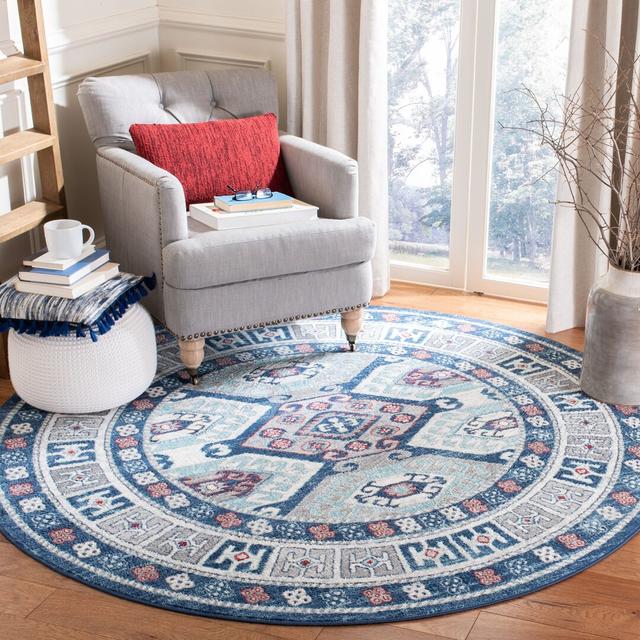 North Adams Esra Blue Rug Bloomsbury Market Rug Size: Round 200cm on Productcaster.