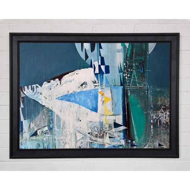 Teal And Blue Cold Shapes Framed Print Ivy Bronx Size: 29.7cm H x 42cm W x 1.5cm D on Productcaster.