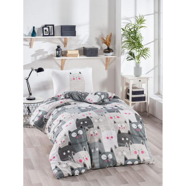 Vidal White/Grey/Pink 142 TC 2 Piece Duvet Cover Set Harriet Bee on Productcaster.