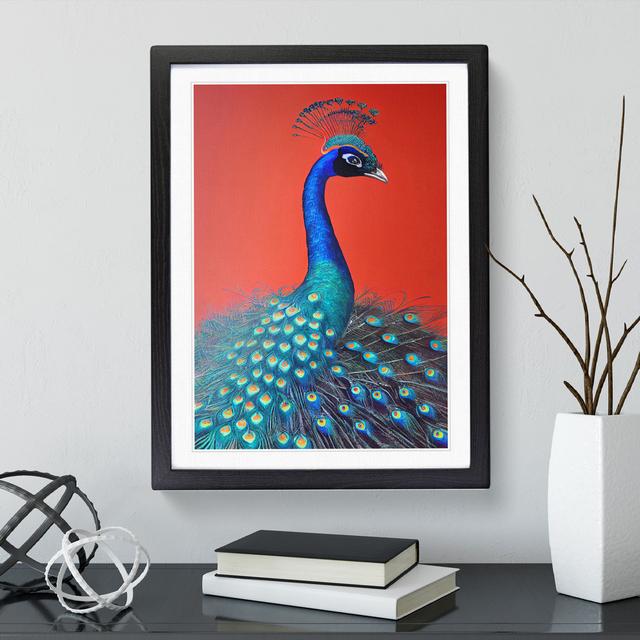 Extraordinary Peacock - Picture Frame Graphic Art Latitude Vive Frame Colour: Black, Size: 46cm H x 34cm W x 2cm D on Productcaster.