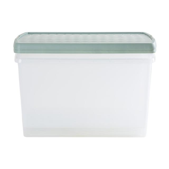 Wham Clip 2x 62L Rectangular Plastic Storage Boxes with Secure Clip Lock Lids. L:59.5 x W:39.5 x H:33.5cm Clear/Green Milieu/Stone (Set of 2) Wham Col on Productcaster.