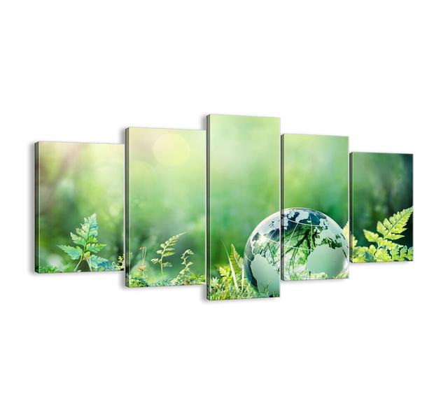 Green Planet - 5 Piece Unframed Graphic Art Print Set on Canvas Latitude Run Size: 85cm H x 160cm W x 1.8cm D on Productcaster.