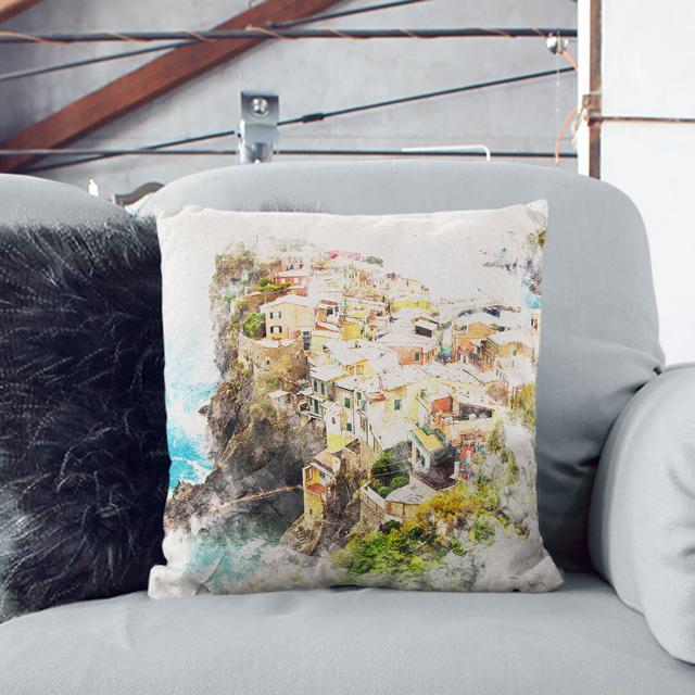 View of Cinque Terre in Italy Cushion with Filling East Urban Home Size: 40cm H x 40cm W x 15cm D on Productcaster.