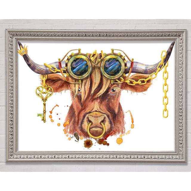 The Highland Cow Goggles - Single Picture Frame Art Prints Bright Star Size: 100cm H x 141.4cm W x 3cm D on Productcaster.