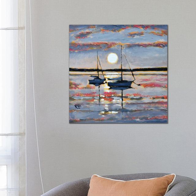 Full Moon Sailboats by Kip Decker - Wrapped Canvas Print Breakwater Bay Size: 66.04cm H x 66.04cm W x 3.81cm D on Productcaster.