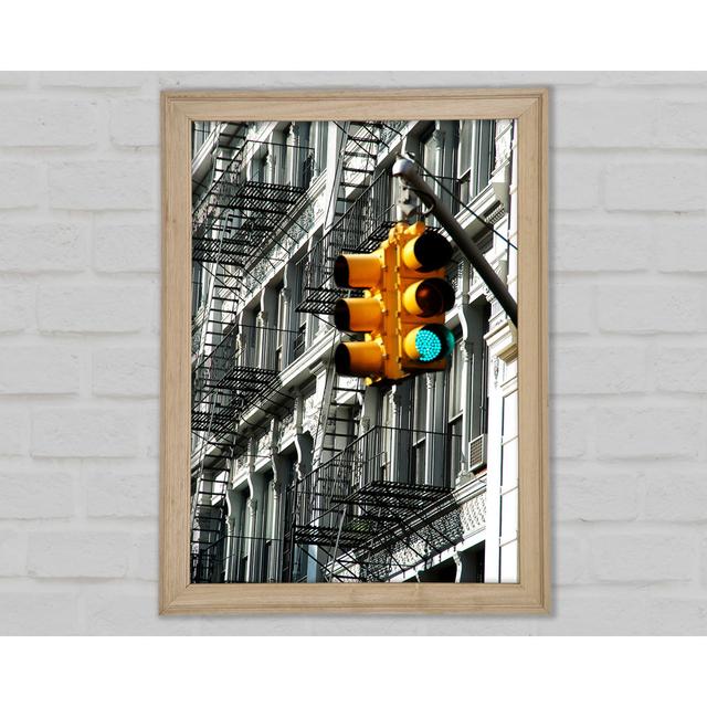 Yellow Traffic Lights - Single Picture Frame Art Prints Ebern Designs Size: 59.7cm H x 42cm W x 1.5cm D on Productcaster.