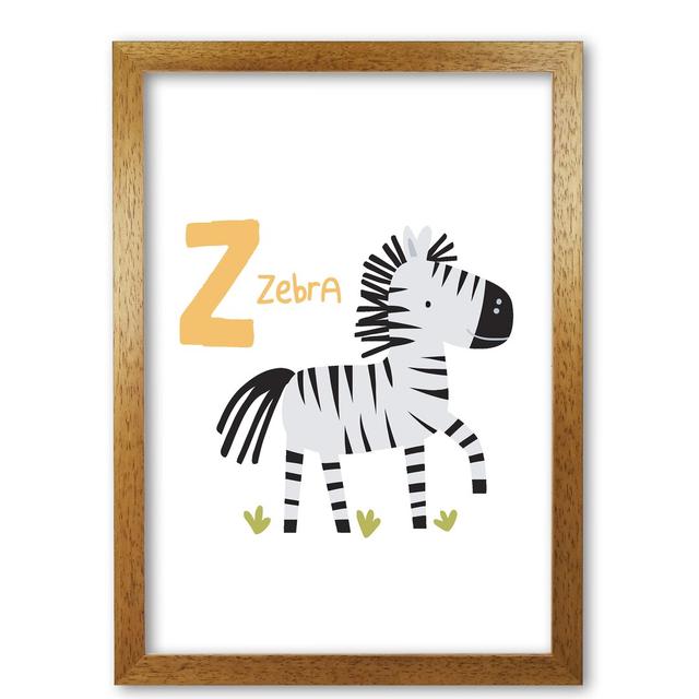 Alphabet Animals, Z Is For Zebra - Print East Urban Home Format: Honey Oak Frame, Size: 42 cm H x 30 cm W x 5 cm D on Productcaster.