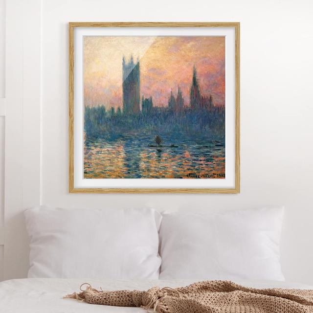 Gerahmter Kunstdruck Das Parlament in London bei Sonnenuntergang von Claude Monet East Urban Home Größe: 50 cm H x 50 cm B, Rahmenoptionen: Naturbelas on Productcaster.