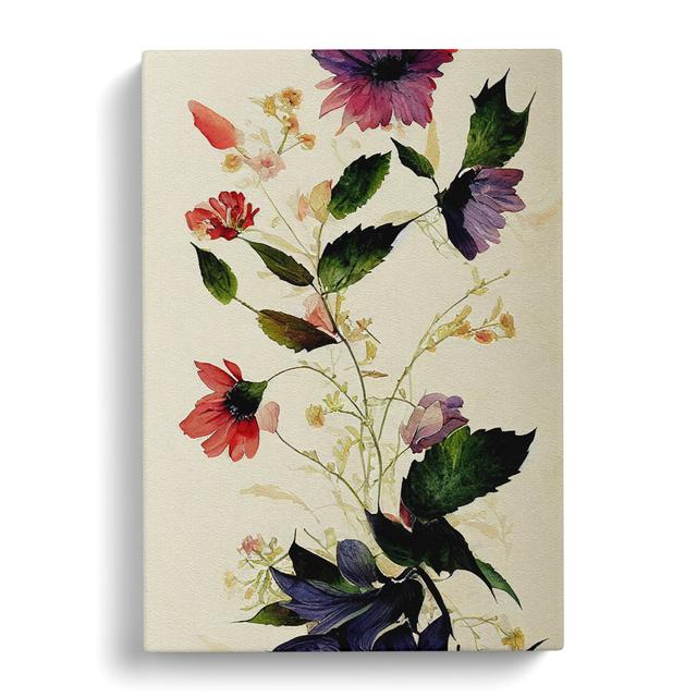 XC1022-3682X Pretty Watercolour Flowers No.1 - Wrapped Canvas Print Marlow Home Co. Size: 76cm H x 50cm W x 2cm D on Productcaster.