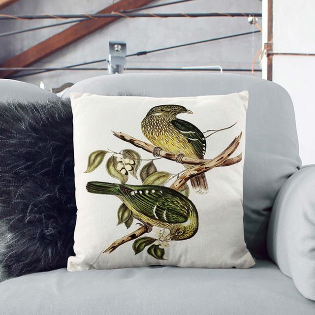 Cat Birds by Elizabeth Gould Cushion with Filling East Urban Home Size: 55cm H x 55cm W x 20cm D, Backing Colour: Black on Productcaster.