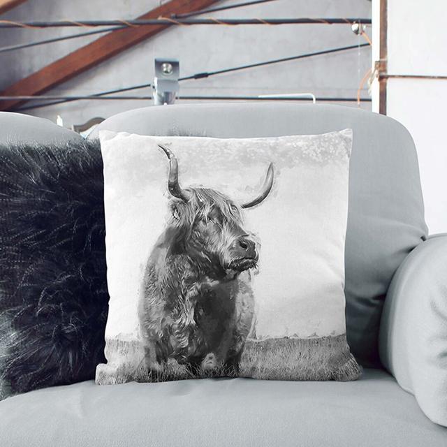 Highland Cow in Abstract Cushion with Filling East Urban Home Size: 55cm H x 55cm W x 20cm D on Productcaster.