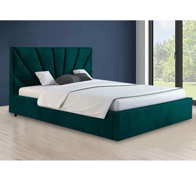 Hamini Bed Double Plush Velvet Black Envisage Trade Size: Kingsize (5'), Colour: Green on Productcaster.