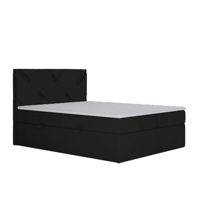 Boxspringbett Aruba 200 x 200 cm mit Topper und Bettkasten Brayden Studio Farbe: Black Melange on Productcaster.