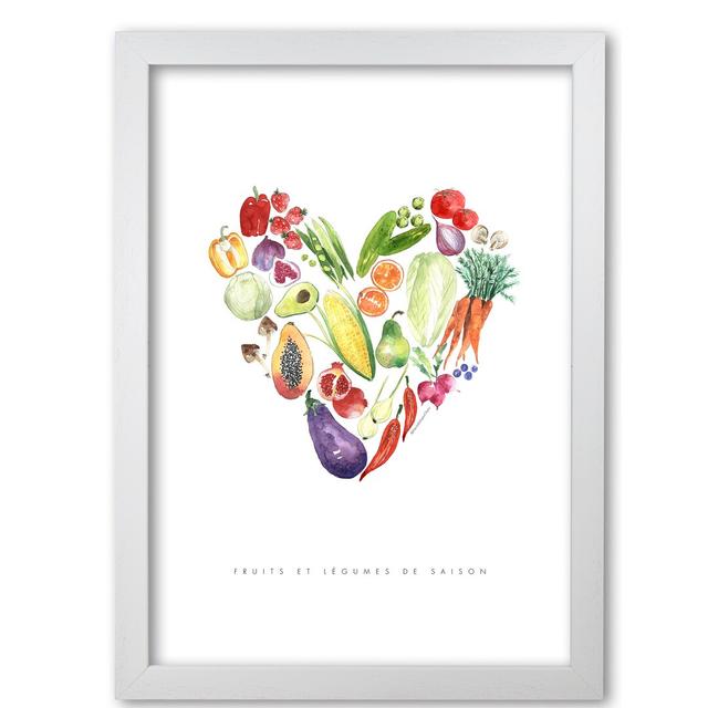 Fruit And Vegetables - Print East Urban Home Size: 29.7 cm H x 21 cm W x 5 cm D, Frame Options: White Grain on Productcaster.