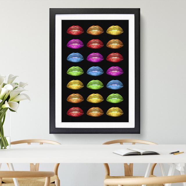 Rainbow Lips Black - Single Picture Frame Print on Wood East Urban Home Frame Option: Black Framed, Size: 36cm H x 27cm W x 2cm D on Productcaster.