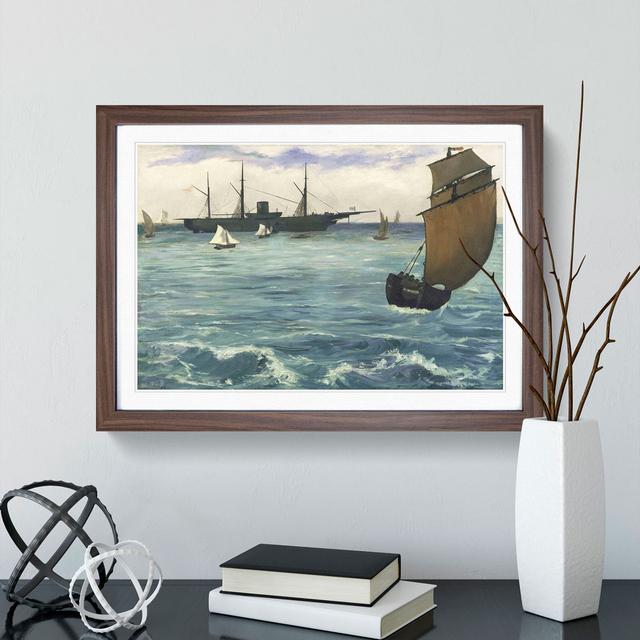 The Kearsarge at Boulogne by Edouard Manet - Picture Frame Painting East Urban Home Frame Option: Walnut, Size: 48cm H x 65cm W x 2cm D on Productcaster.