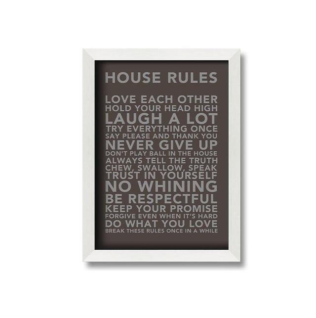 House Rules 3 Wall Art Maturi Size: 42cm H x 29.7cm W x 10cm D, Colour: Chocolate on Productcaster.