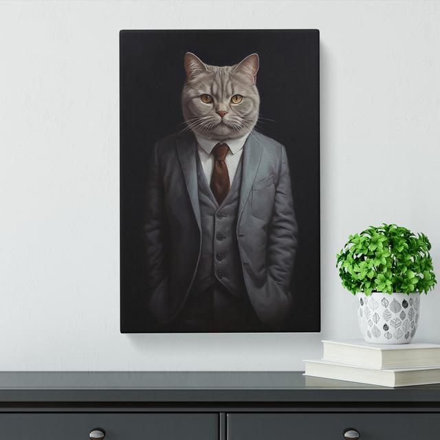 British Shorthair Cat in a Suit Painting No.2 - No Frame Print Happy Larry Size: 60cm H x 40cm W x 3cm D on Productcaster.