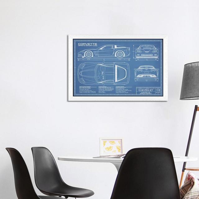 'Corvette (C6) Grand Sport Blueprint' by Action Blueprints - Floater Frame Graphic Art Print on Canvas Williston Forge Size: 101.6cm H x 152.4cm W x 3 on Productcaster.