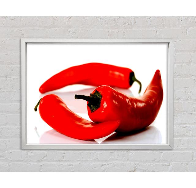 Red Pepper Trio - Single Picture Frame Art Prints on Canvas Ebern Designs Size: 100cm H x 141.4cm W x 3.3cm D on Productcaster.