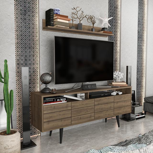 TV-Ständer Perlis für TVs bis zu 75" ScanMod Design Farbe: Walnuss on Productcaster.