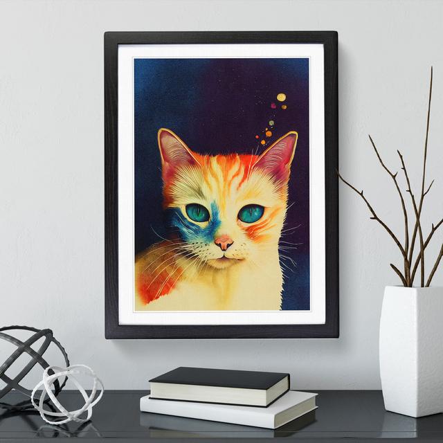 Cat in Watercolour No.3 - Picture Frame Graphic Art Marlow Home Co. Size: 34cm H x 25cm W x 2cm D, Frame Colour: Black on Productcaster.