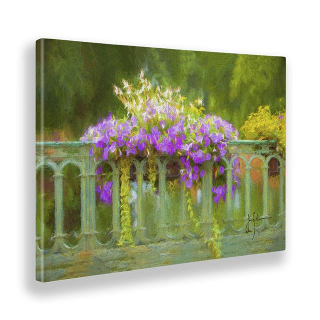 Railing and Flowers by Jim Zuckerman - Wrapped Canvas Painting Rosalind Wheeler Size: 95cm H x 135cm W on Productcaster.