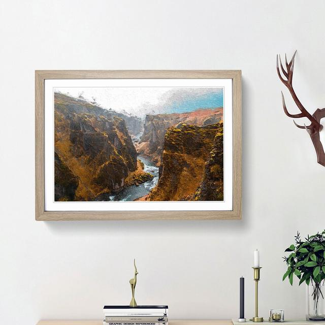 Canyon in Iceland - Picture Frame Painting Print East Urban Home Frame Option: Oak Framed, Size: 48cm H x 65cm W x 2cm D on Productcaster.