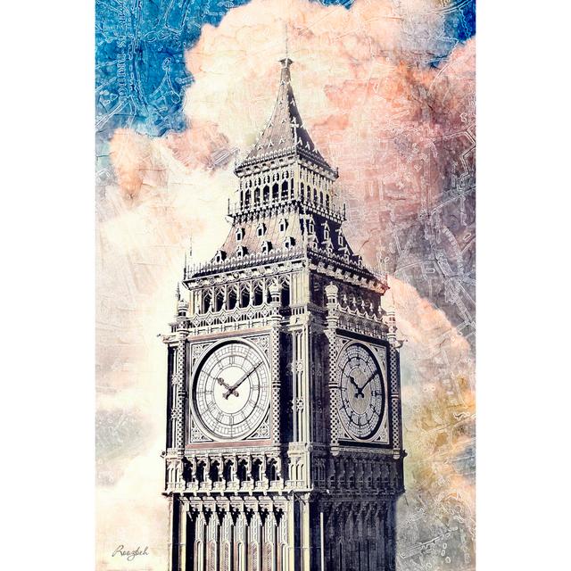 Distressed London by Roozbeh - Wrapped Canvas Painting Rosalind Wheeler Size: 91cm H x 61cm W x 3.8cm D on Productcaster.