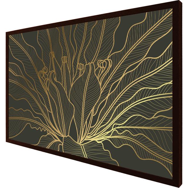 Buckholts Golden Splitleaf Philodendron Plant With Monstera Plant Line Art - Print Rosdorf Park Size: 41cm H x 61cm W x 4cm D, Frame Option: Brown Fra on Productcaster.