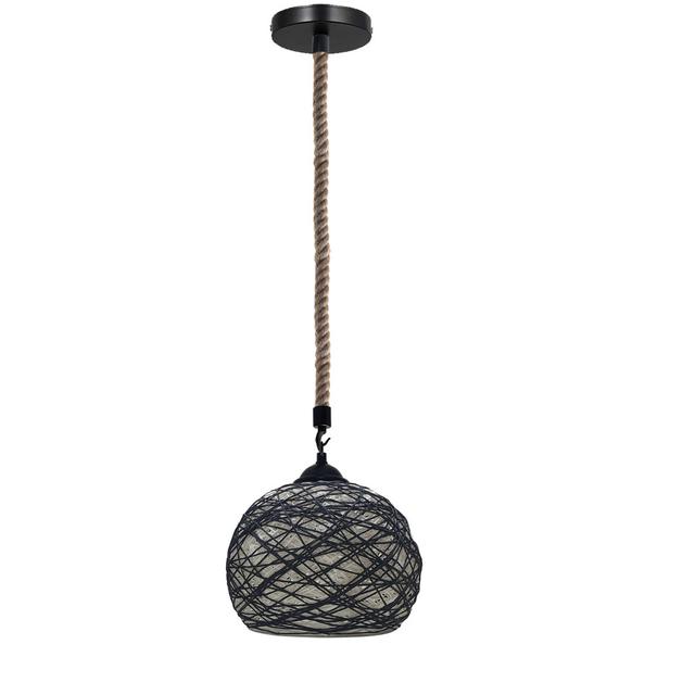 Gingerich 1-Light Single Globe Pendant with Rope Accents Breakwater Bay Bulb Included: No on Productcaster.