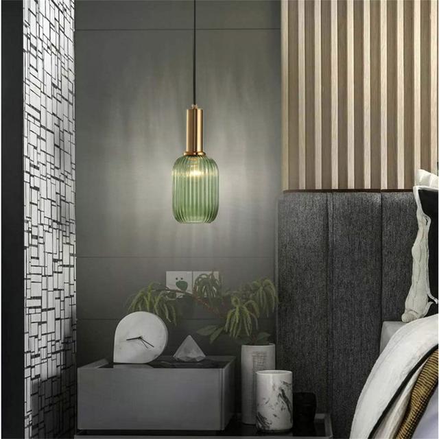 Modern Chandelier Light,Gold Copper Pendant Light Socket With Green Glass Pendant Lamp Shade,LED Hanging Lamp URBNLIVING Size: 32cm H x 13cm W x 13cm on Productcaster.