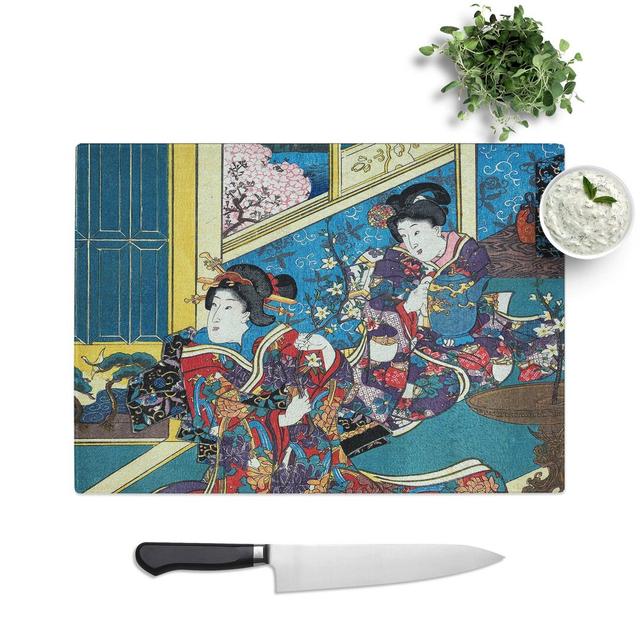 Glass Flower of Akashi by Utagawa Kuniteru Chopping Board East Urban Home Size: 28.5 cm W x 20 cm L on Productcaster.