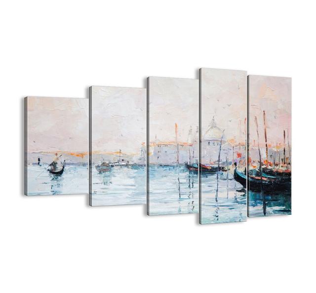 Behind the Water, Behind the Fog - 5 Piece Unframed Painting Print Set on Canvas Brayden Studio Size: 100cm H x 150cm W x 1.8cm D on Productcaster.