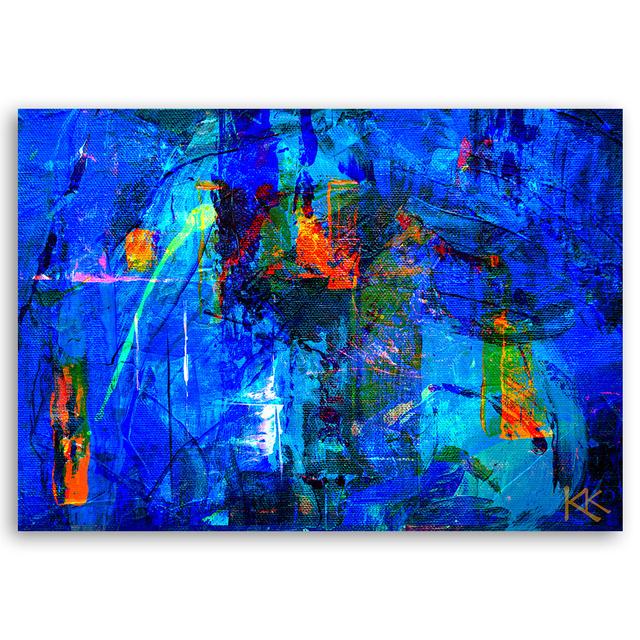 Blue Abstract - Wrapped Canvas Art Prints Metro Lane on Productcaster.