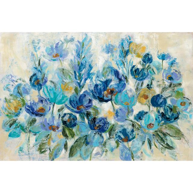 Scattered Blue Flowers by - Painting on ClassicLiving Size: 61cm H x 91cm W x 3.8cm D on Productcaster.