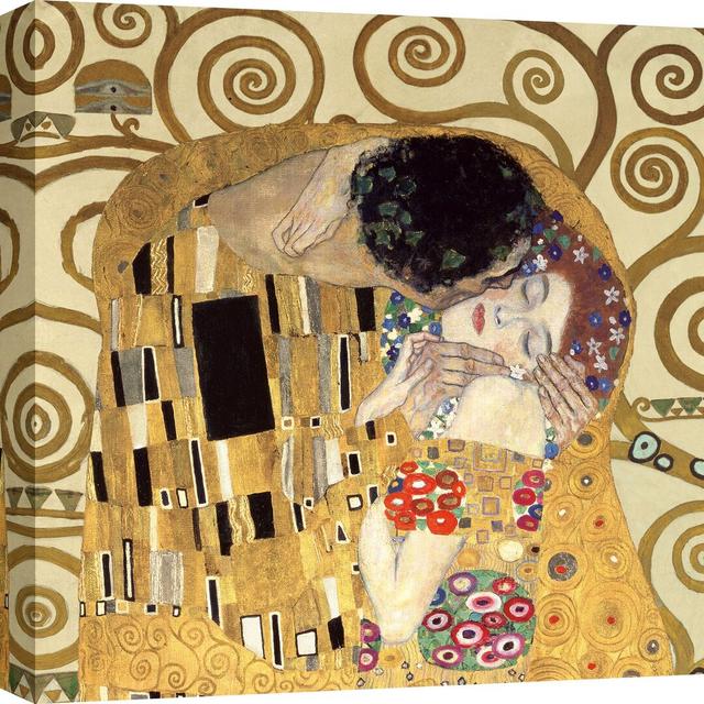 The Kiss by Gustav Klimt - Unframed Graphic Art Print on Canvas Rosalind Wheeler Size: 90cm H x 90cm W x 4cm D on Productcaster.